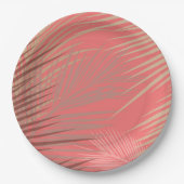 Palm Leaves Shadows on Coral Papieren Bordje (Voorkant)