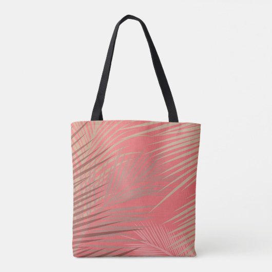 Palm Leaves Shadows on Coral Tote Bag (Achterkant)