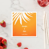 Palm Leaves Sunset Sinaasappel Cool Tropical Weddi Servet (Insitu)