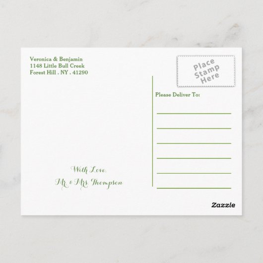 Palm Leaves Tropical Beach Bruiloft Dank u Briefkaart (Achterkant)