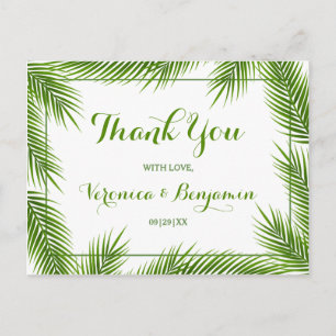 Palm Leaves Tropical Beach Bruiloft Dank u Briefkaart