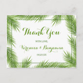 Palm Leaves Tropical Beach Bruiloft Dank u Briefkaart (Voorkant)