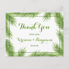 Palm Leaves Tropical Beach Bruiloft Dank u Briefkaart