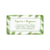 Palm Leaves Tropical Beach Wedding Etiket (Voorkant)