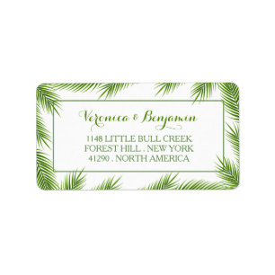 Palm Leaves Tropical Beach Wedding Etiket