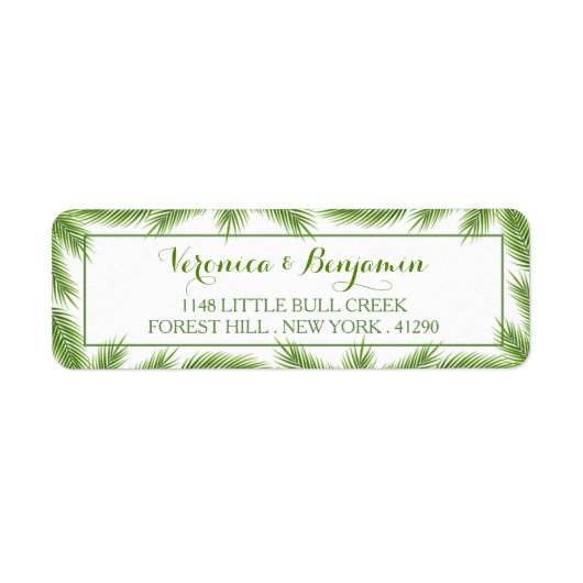 Palm Leaves Tropical Beach Wedding Etiket (Voorkant)
