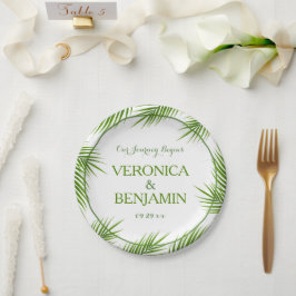 Palm Leaves Tropical Beach Wedding Papieren Bordje
