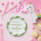 Palm Leaves Tropical Beach Wedding Papieren Bordje (Feest)