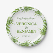 Palm Leaves Tropical Beach Wedding Papieren Bordje (Voorkant)