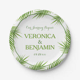 Palm Leaves Tropical Beach Wedding Papieren Bordje