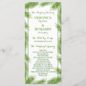 Palm Leaves Tropical Beach Wedding Programme Programmakaart (Voorkant)