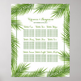 Palm Leaves Tropical Beach Wedding Seding Chart Poster