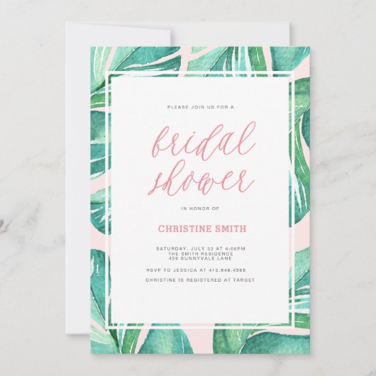 Palm Leaves Tropical Bridal Shower Kaart (Voorkant)