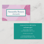 Palm Leaves Tropical Island Green & White Square B Visitekaartje (Voorkant / Achterkant)