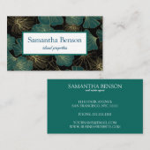 Palm Leaves Tropical Island Green & White Square B Visitekaartje (Voorkant / Achterkant)