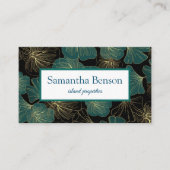 Palm Leaves Tropical Island Green & White Square B Visitekaartje (Voorkant)