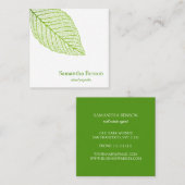 Palm Leaves Tropical Island Green & White Square Vierkante Visitekaartje (Voorkant / Achterkant)