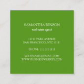 Palm Leaves Tropical Island Green & White Square Vierkante Visitekaartje (Achterkant)