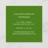 Palm Leaves Tropical Island Green & White Square Vierkante Visitekaartje (Achterkant)