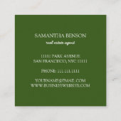 Palm Leaves Tropical Island Green & White Square Vierkante Visitekaartje (Achterkant)