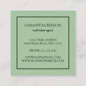 Palm Leaves Tropical Island Green & White Square Vierkante Visitekaartje (Achterkant)