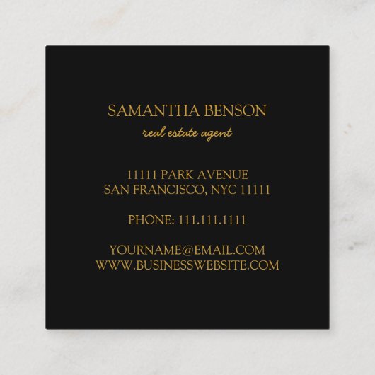 Palm Leaves Tropical Island Green & White Square Vierkante Visitekaartje (Achterkant)