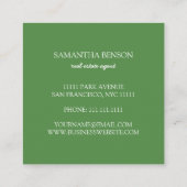 Palm Leaves Tropical Island Green & White Square Vierkante Visitekaartje (Achterkant)