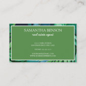 Palm Leaves Tropical Island Green & White Square Visitekaartje (Achterkant)