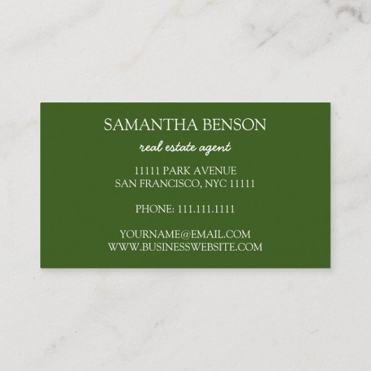 Palm Leaves Tropical Island Green & White Square Visitekaartje (Achterkant)