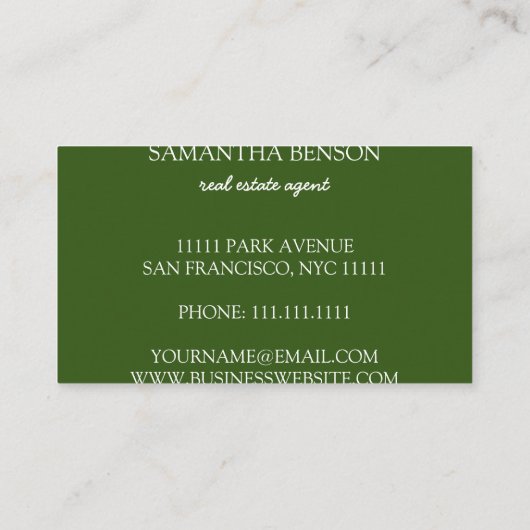 Palm Leaves Tropical Island Green & White Square Visitekaartje (Achterkant)