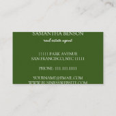 Palm Leaves Tropical Island Green & White Square Visitekaartje (Achterkant)