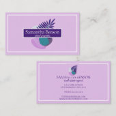 Palm Leaves Tropical Island Green & White Visitekaartje (Voorkant / Achterkant)