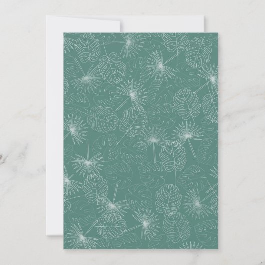 Palm Leaves Tropical Seashell Aqua Save The Date (Achterkant)