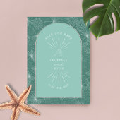 Palm Leaves Tropical Seashell Aqua Wedding Save The Date
