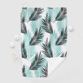 Palm Leaves Tropical Tree Bright Turquoise Black Golfhanddoek (Insitu)
