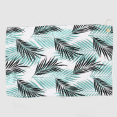 Palm Leaves Tropical Tree Bright Turquoise Black Golfhanddoek (Horizontaal)
