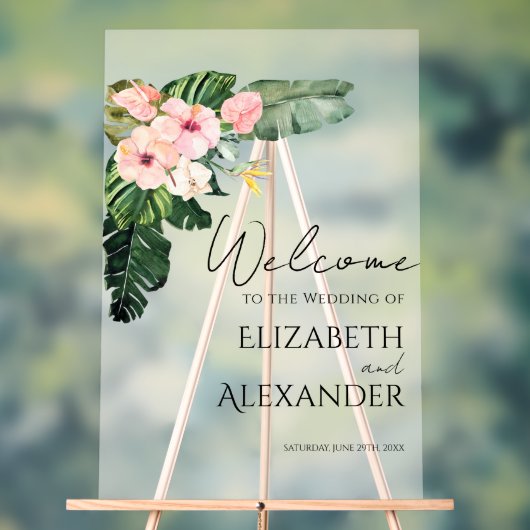 Palm Leaves Tropical Wedding Welkom Acryl Teken Acryl Bord (Neutraal)