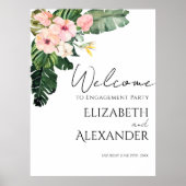 Palm Leaves Tropische Verlovingsfeest Welkomstbord Poster (Voorkant)