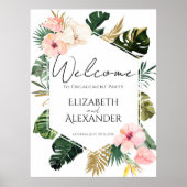 Palm Leaves Tropische Verlovingsfeest Welkomstbord Poster (Voorkant)