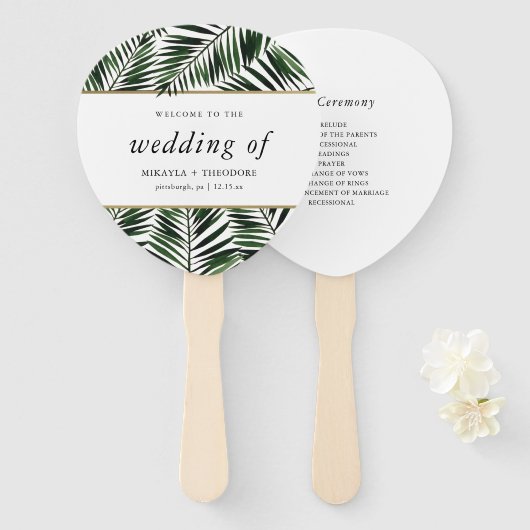 Palm Leaves Trouwprogramma Fan Handwaaier (Voorkant en achterkant)