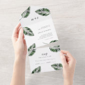 Palm Leaves Wedding All In One Uitnodiging (Afscheurbaar)