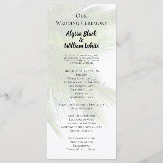 Palm Leaves Wedding Ceremony Tall Program Programmakaart (Voorkant)