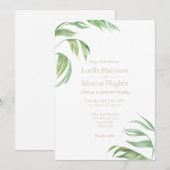 Palm Leaves Wedding Invitation Kaart (Voorkant / Achterkant)