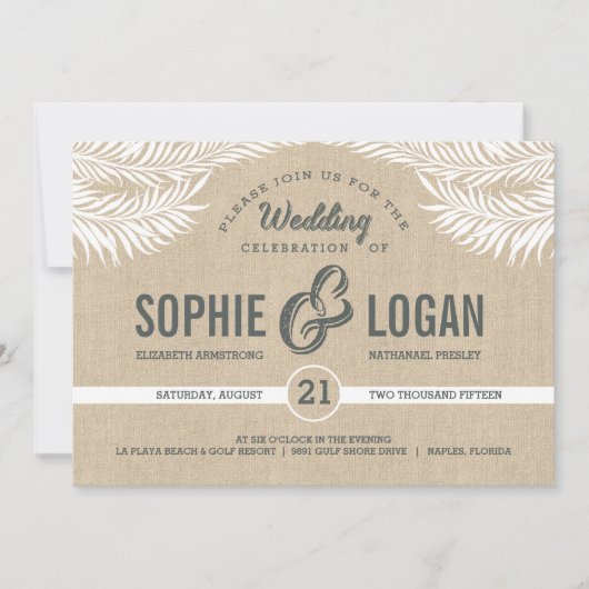 Palm Leaves Wedding Invitations Kaart (Voorkant)