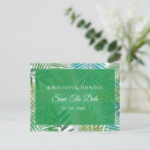 Palm Leaves Wedding Save the date Aankondigingskaart (Staand voorkant)