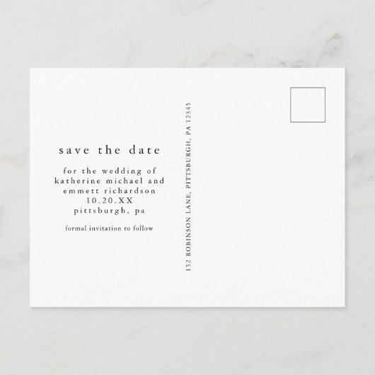Palm Leaves Wedding Save the Date Foto Aankondigingskaart (Achterkant)