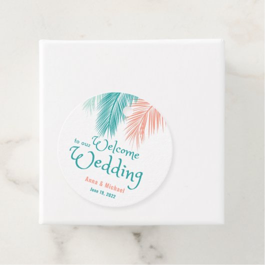 Palm Leaves Wedding Welcome Bag Bedankjes Labels (In situ)