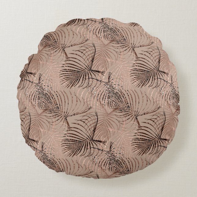 Palm Leeuw Dierprint Glam 1 Rond Kussen (Voorkant)