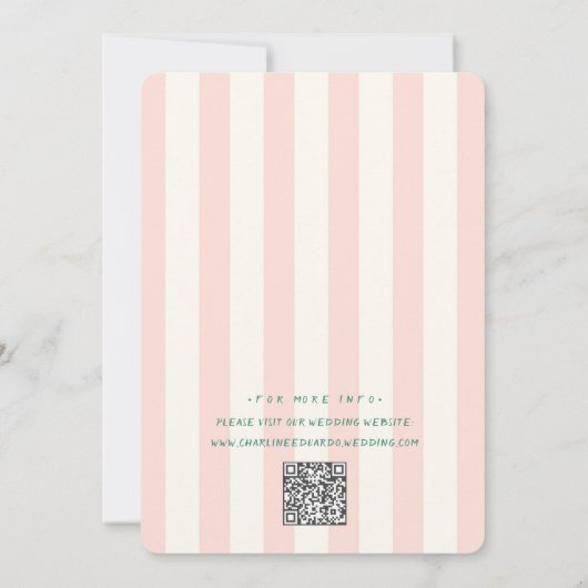 Palm Lente Groen Roze Hand getrokken Bruiloft Kaart (Achterkant)