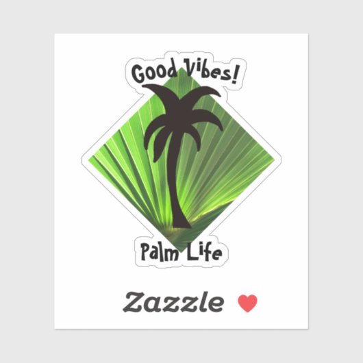 Palm Life Goede Vibes Groene Palm Sticker (Vel)